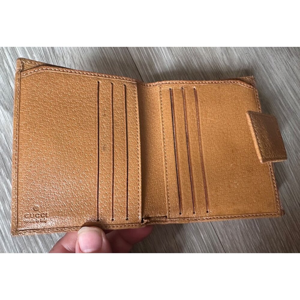 Gucci Pink GG Canvas &  Leather Short Bifold Wallet w Coin Purse - Picture 10 of 13